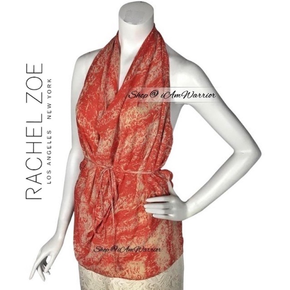 Rachel Zoe NWT orange silk drape halter top *shop@iamwarrior - Picture 3 of 7
